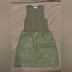 Aritzia Wilfred Adventure Top and Chemistry Skirt Set in Bitter Sage - Size L/12